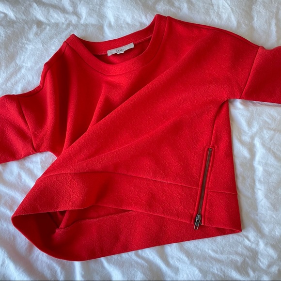 LOFT Boxy Quilted Side-Zip Red Top - Picture 7 of 8